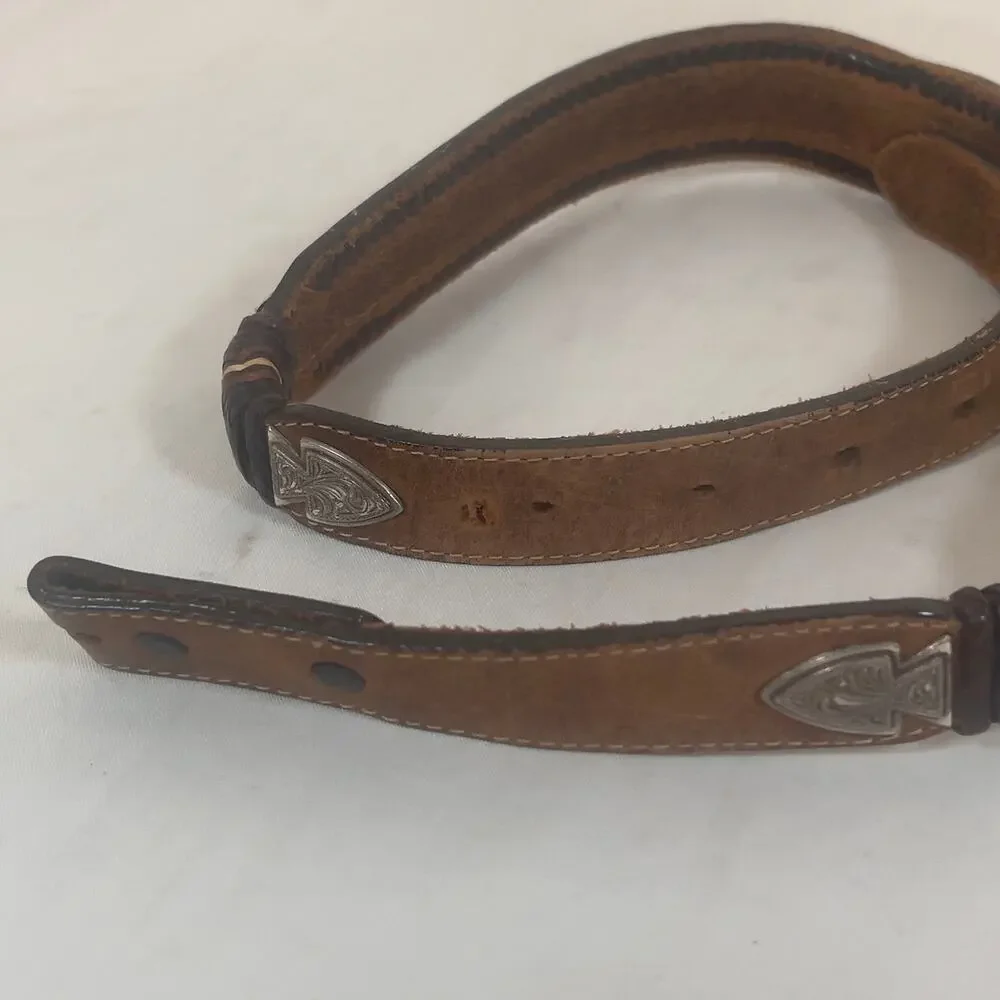 Southwest Top Grain Cowhide Leather Western Belt Beaded NO BUCKLE Size 28
